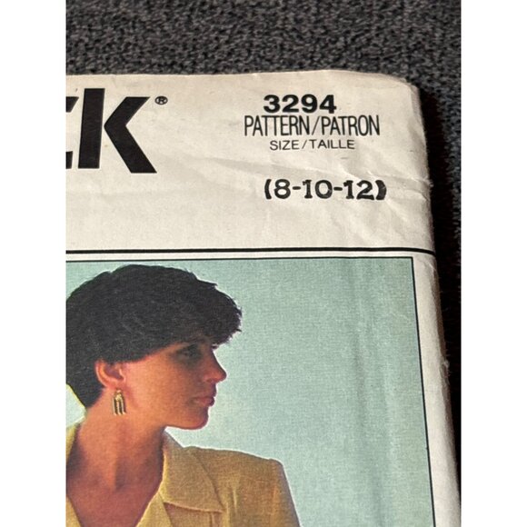 Butterick 3294 Blouse Sewing Pattern Size 8 10 12 1985 Vintage uncut - Picture 2 of 5